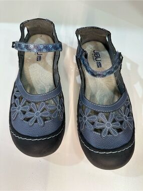 JBU by Jambu Floral Cut-Out Memory Foam Sandals Women’s Size 8M Blue